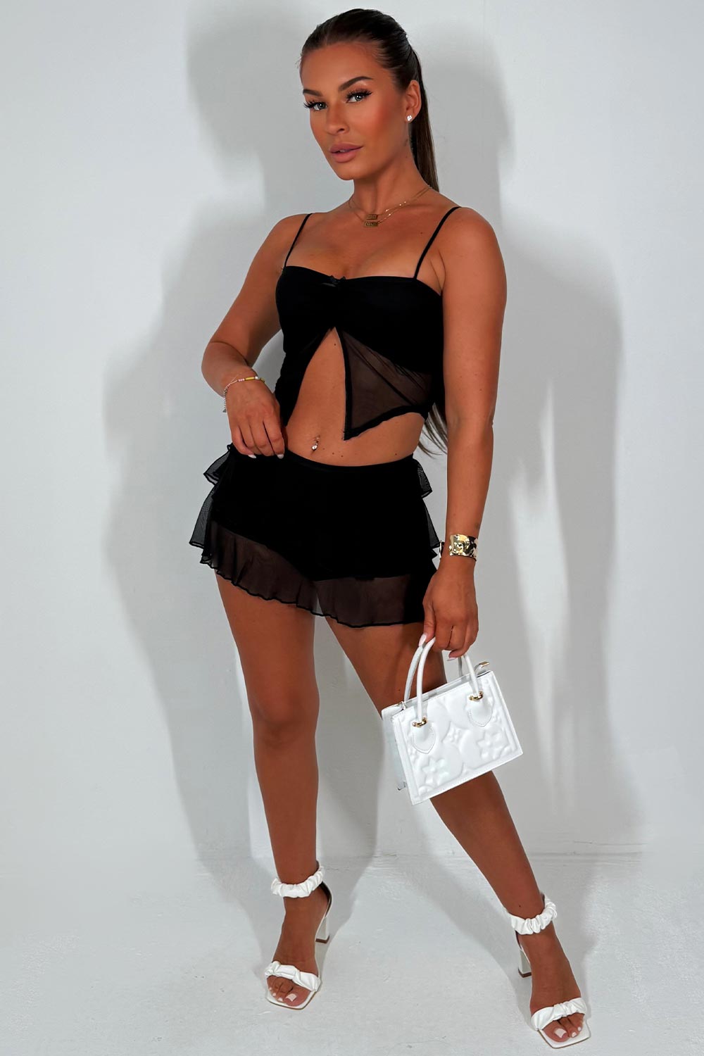 ruffle skort and crop top two piece co ord set festival rave outfit styledup