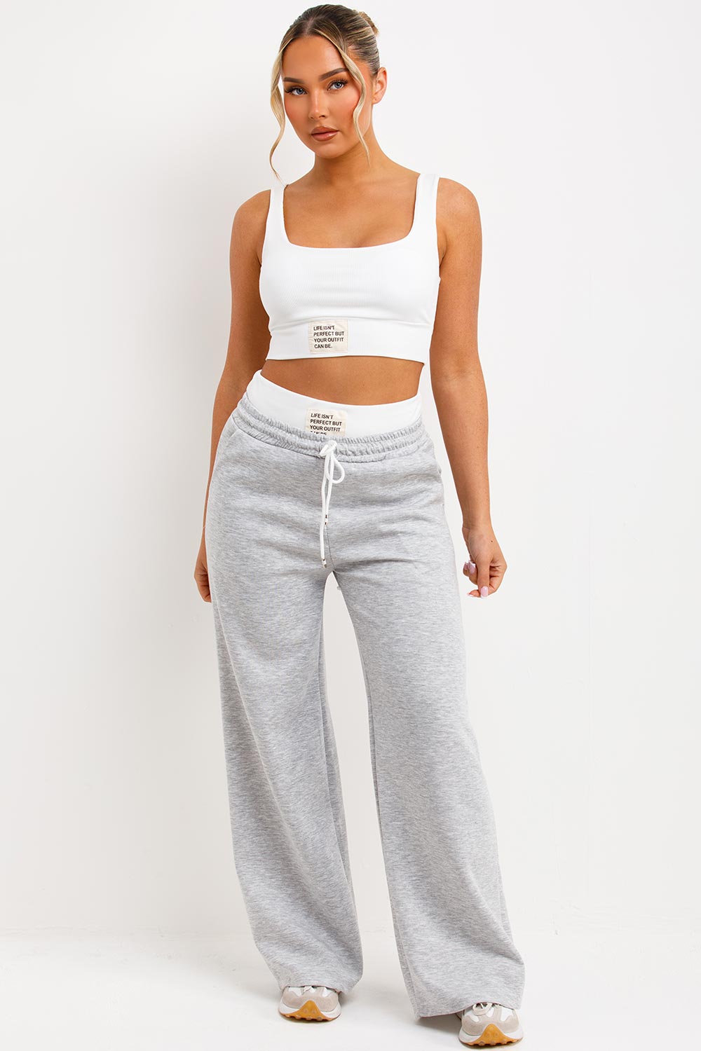 boxer detail wide leg joggers and crop top co ord set zara womens loungewear tracksuit set