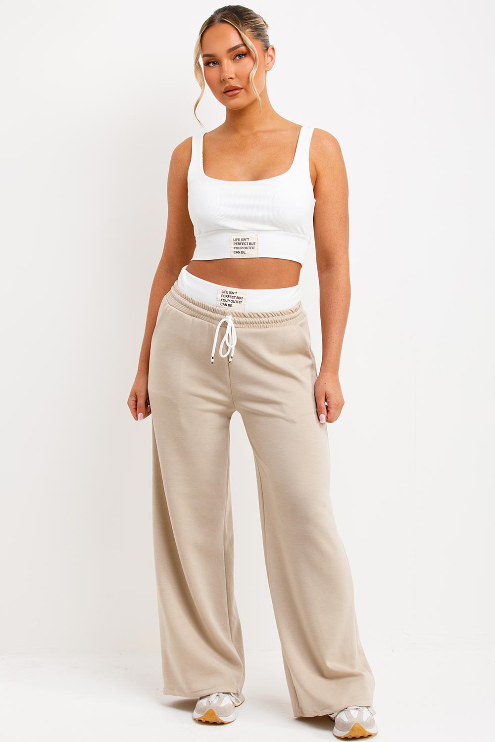 boxer detail wide leg joggers and crop top co ord set zara womens loungewear tracksuit set