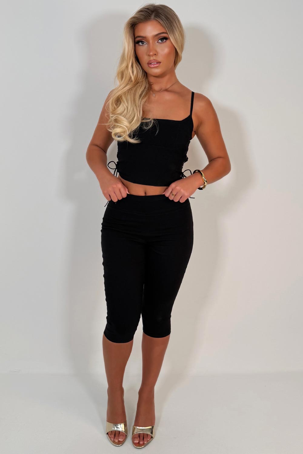 capri pants corset crop top two piece matching outfit set night out occasion outfit styledup uk