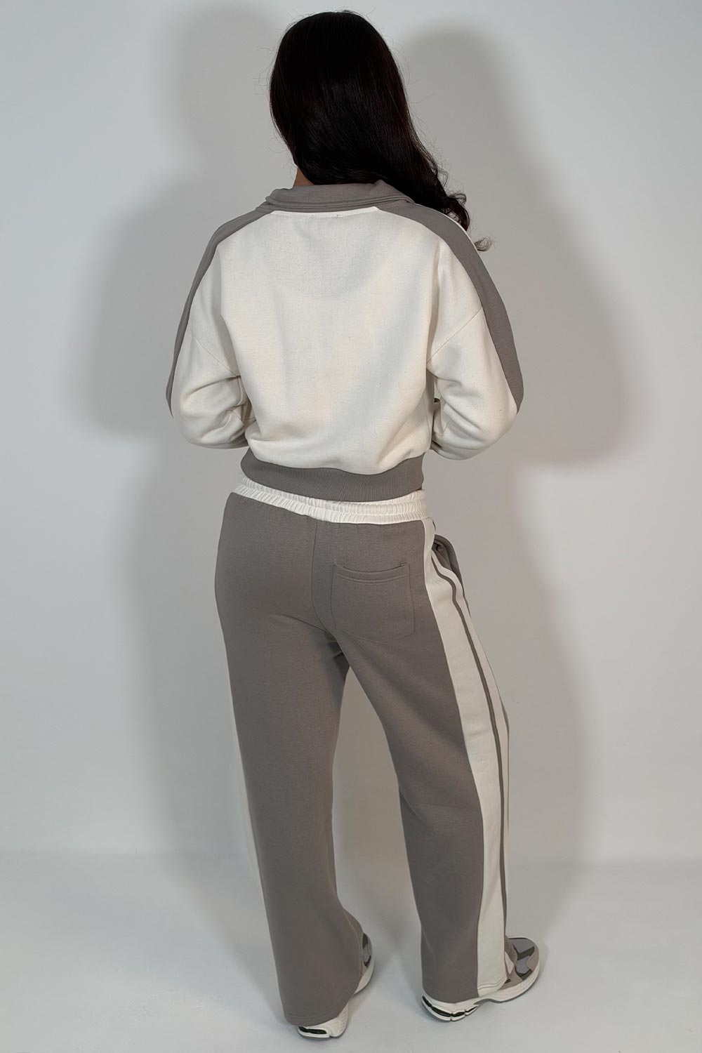 womens zip up sweatshirt and wide leg joggers tracksuit styledup