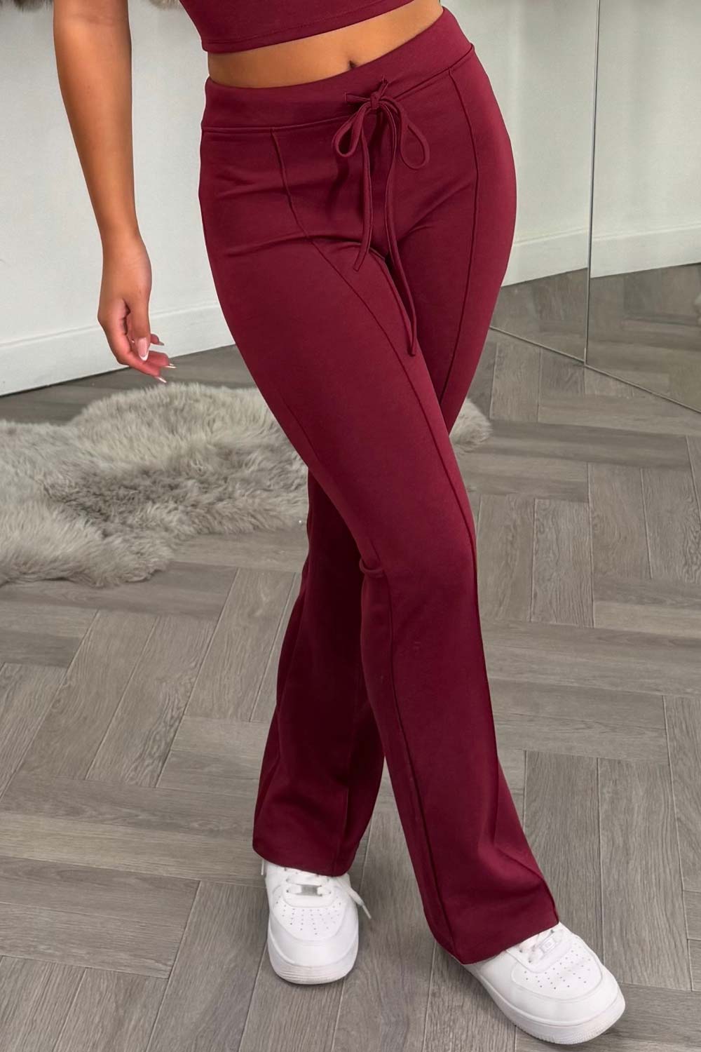 womens crop top and bell bottom trousers two piece lounge set styledup uk