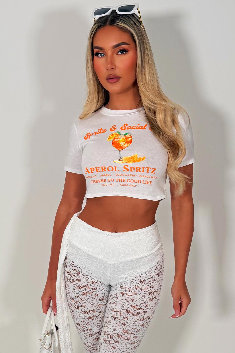 aperol spritz graphic slogan baby tee crop top