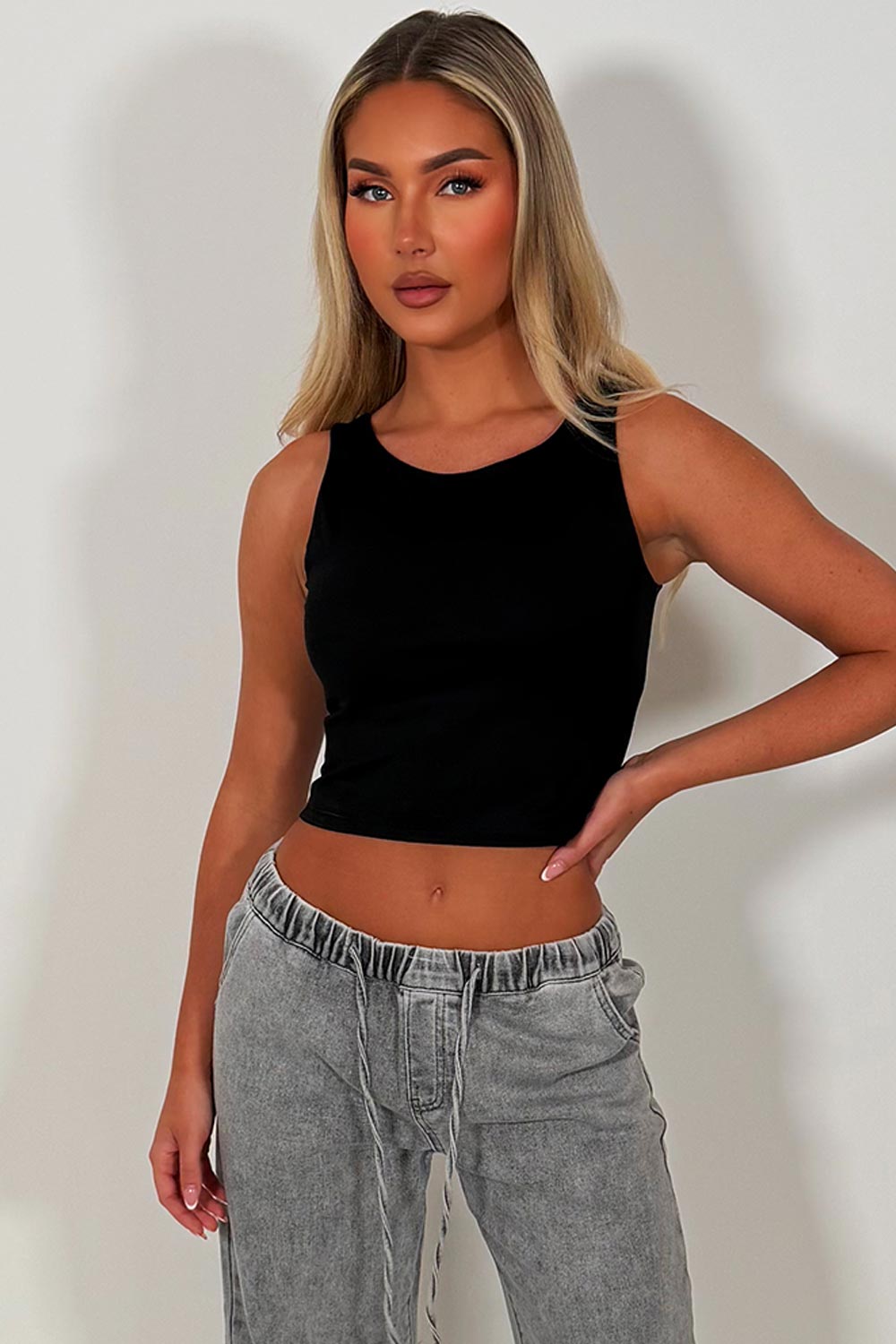 padded crop top double layered