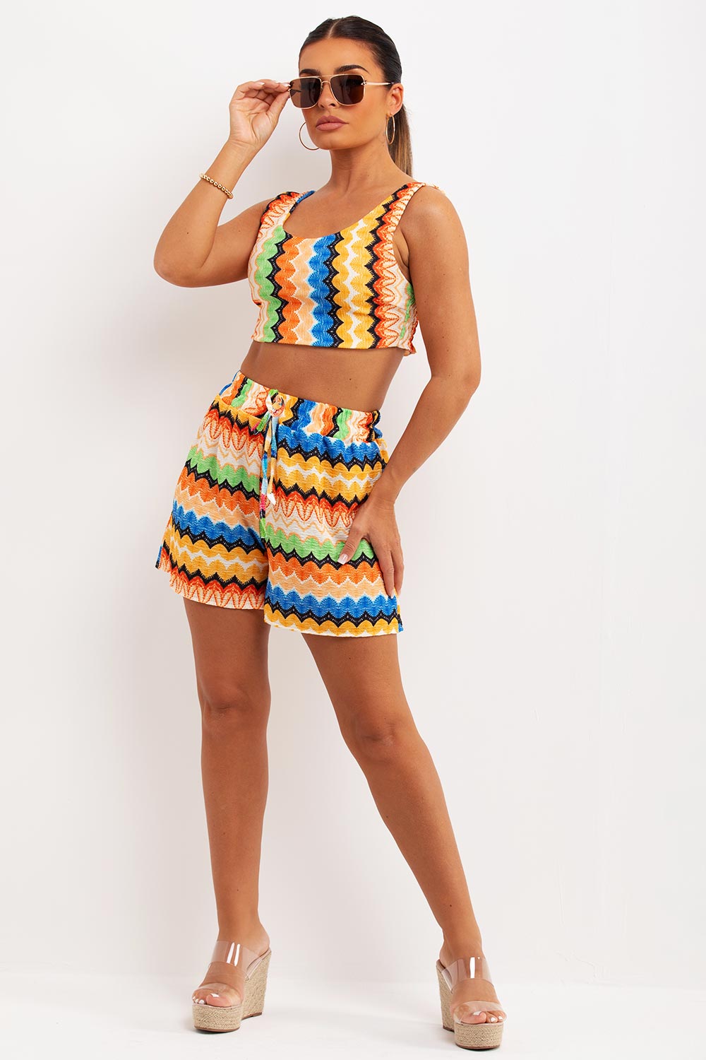 crop top and shorts summer co ord holiday outfit