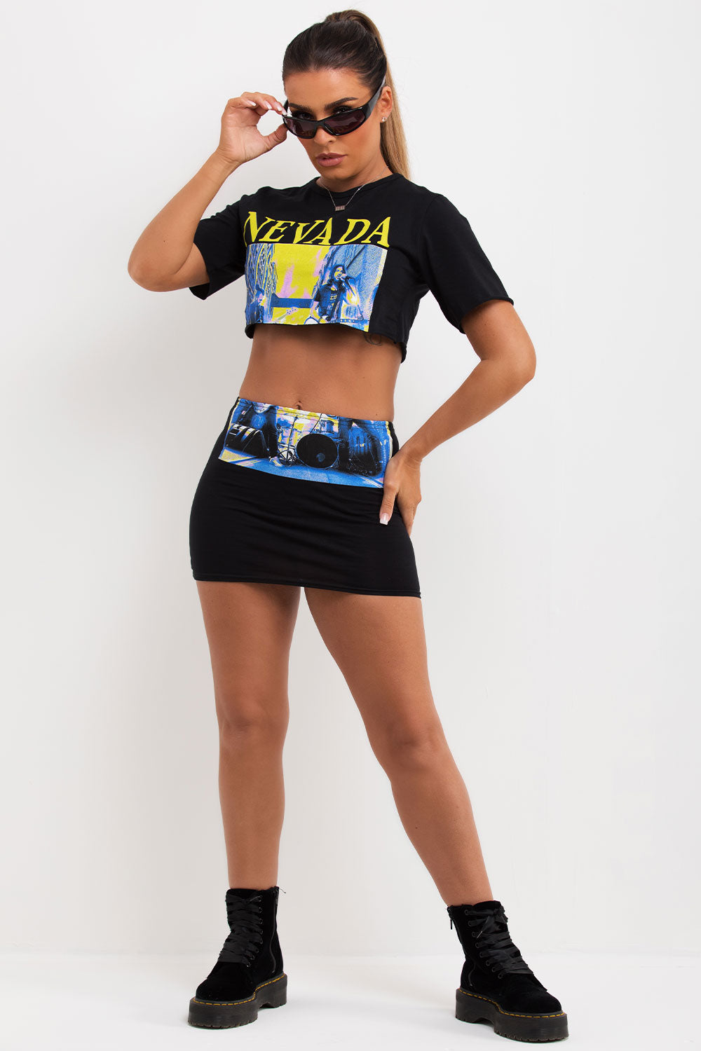 mini skirt and crop t shirt co ord set