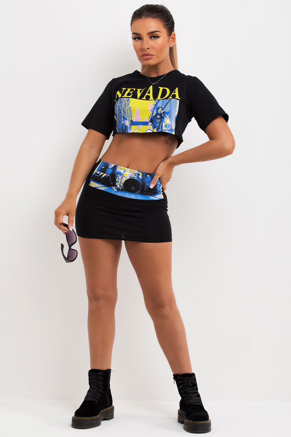 mini skirt and crop t shirt co ord set