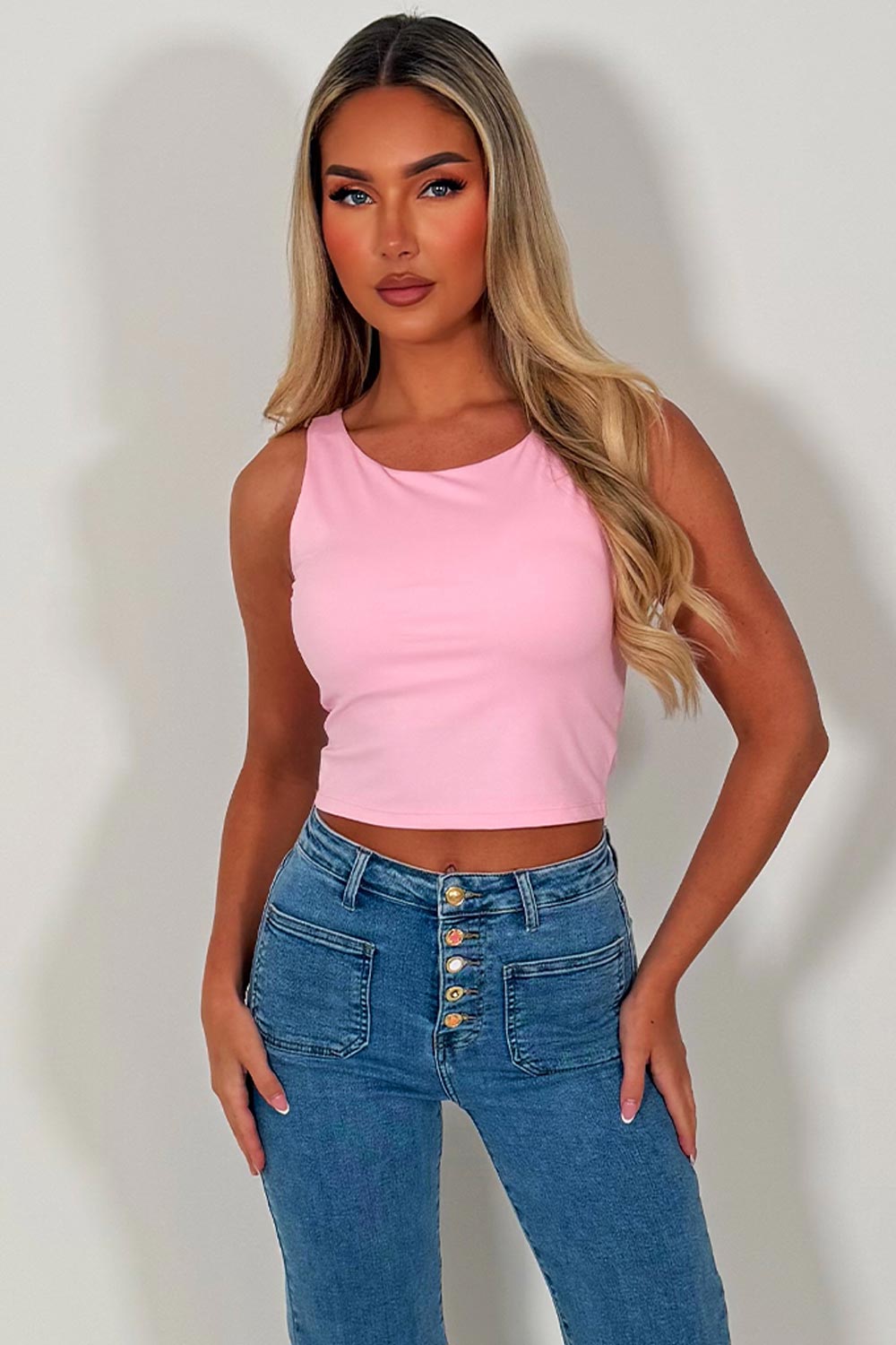 sleeveless crop top double layered