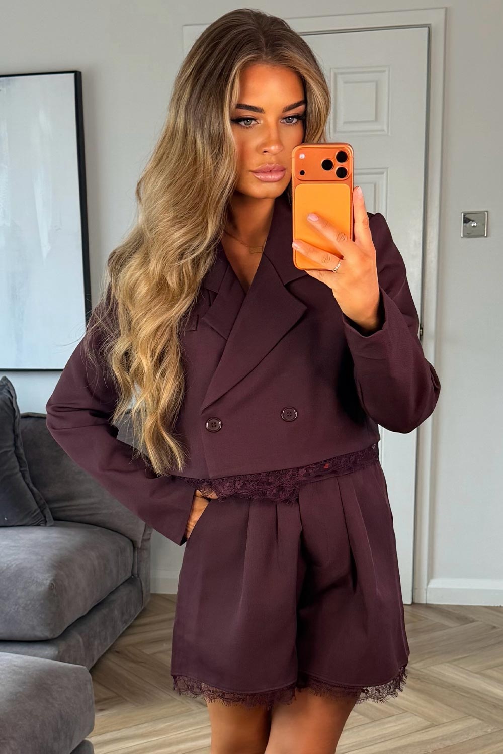 womens double breasted blazer and shorts two piece matching co ord Christmas party outfit styledup uk