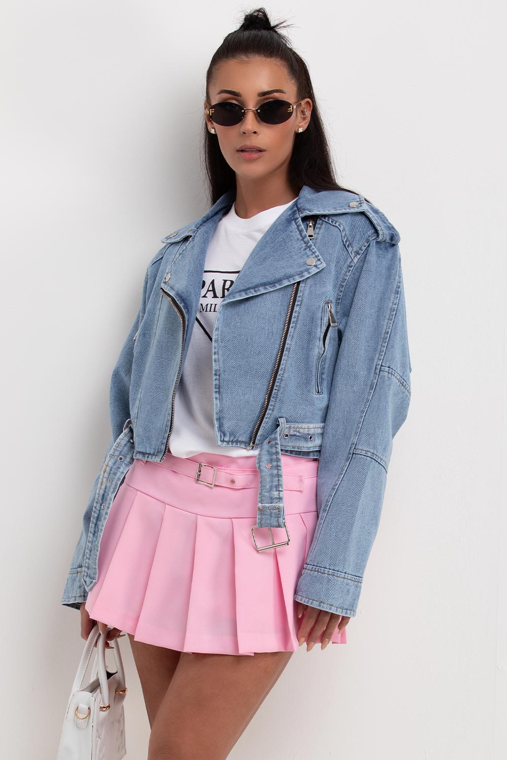 denim jacket with belt zara womens