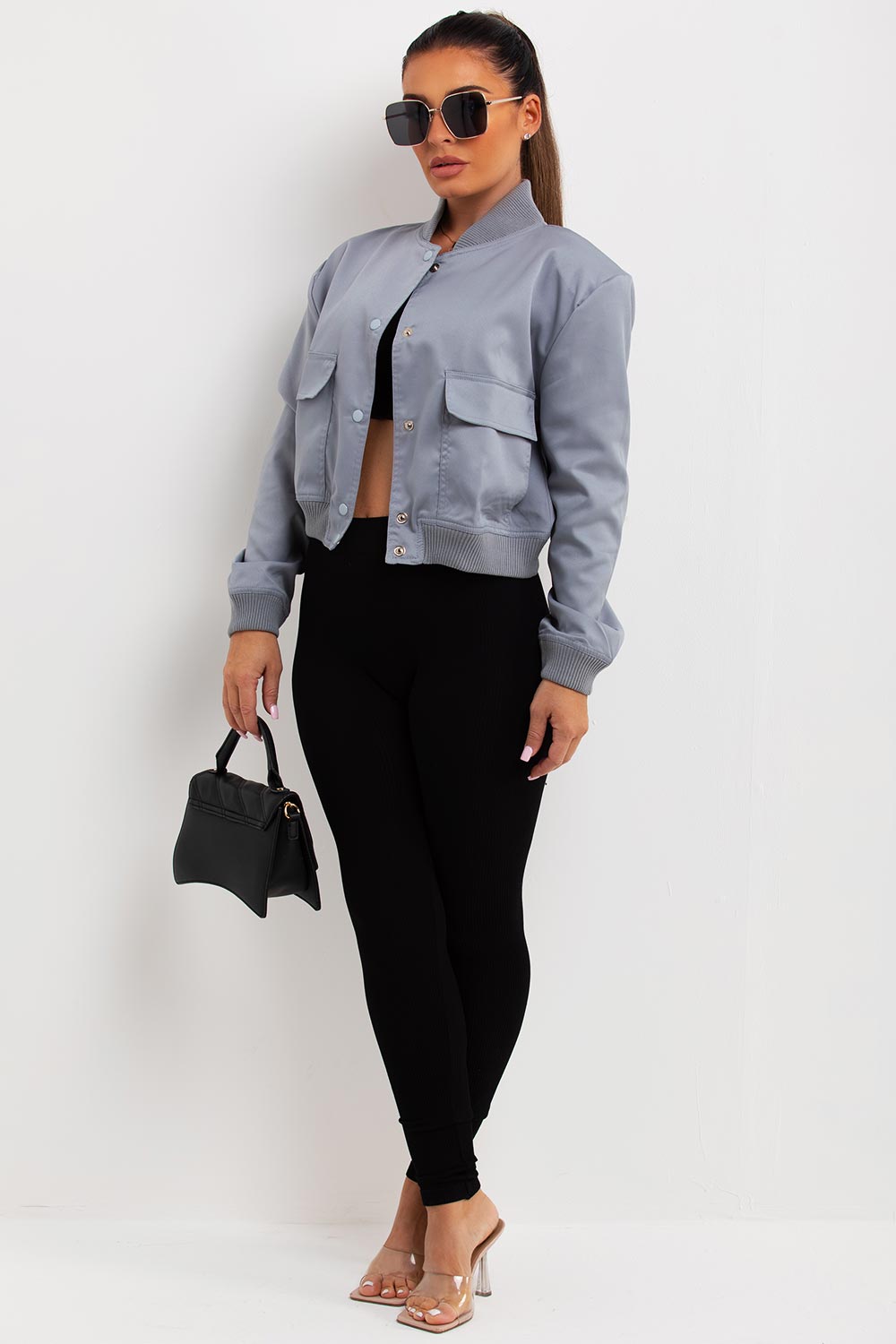 womens zara crop bomber jacket uk