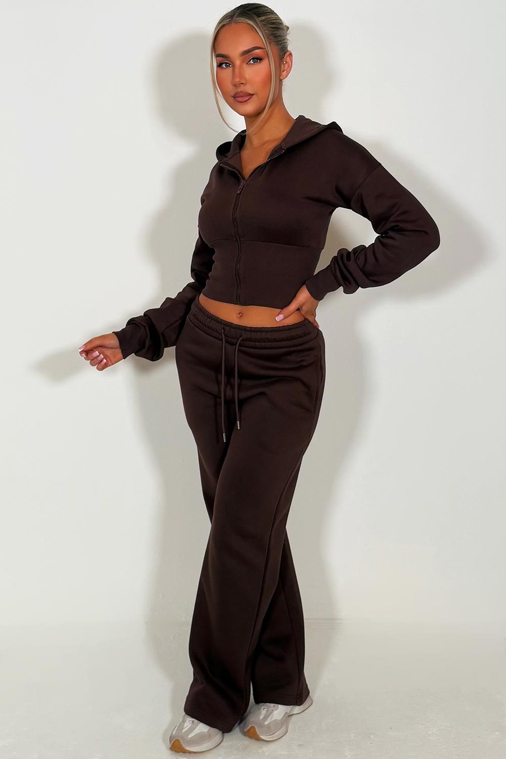 womens crop corset hoodie and joggers two piece loungewear co ord couture club set styledup fashion airport outfit