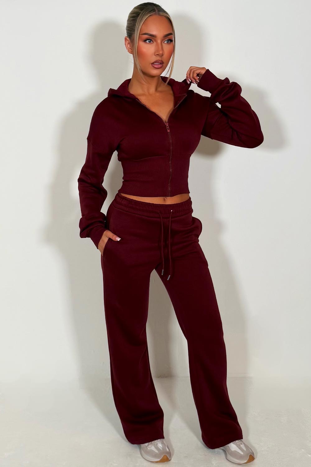 womens zara tracksuit set with cinched waist couture club