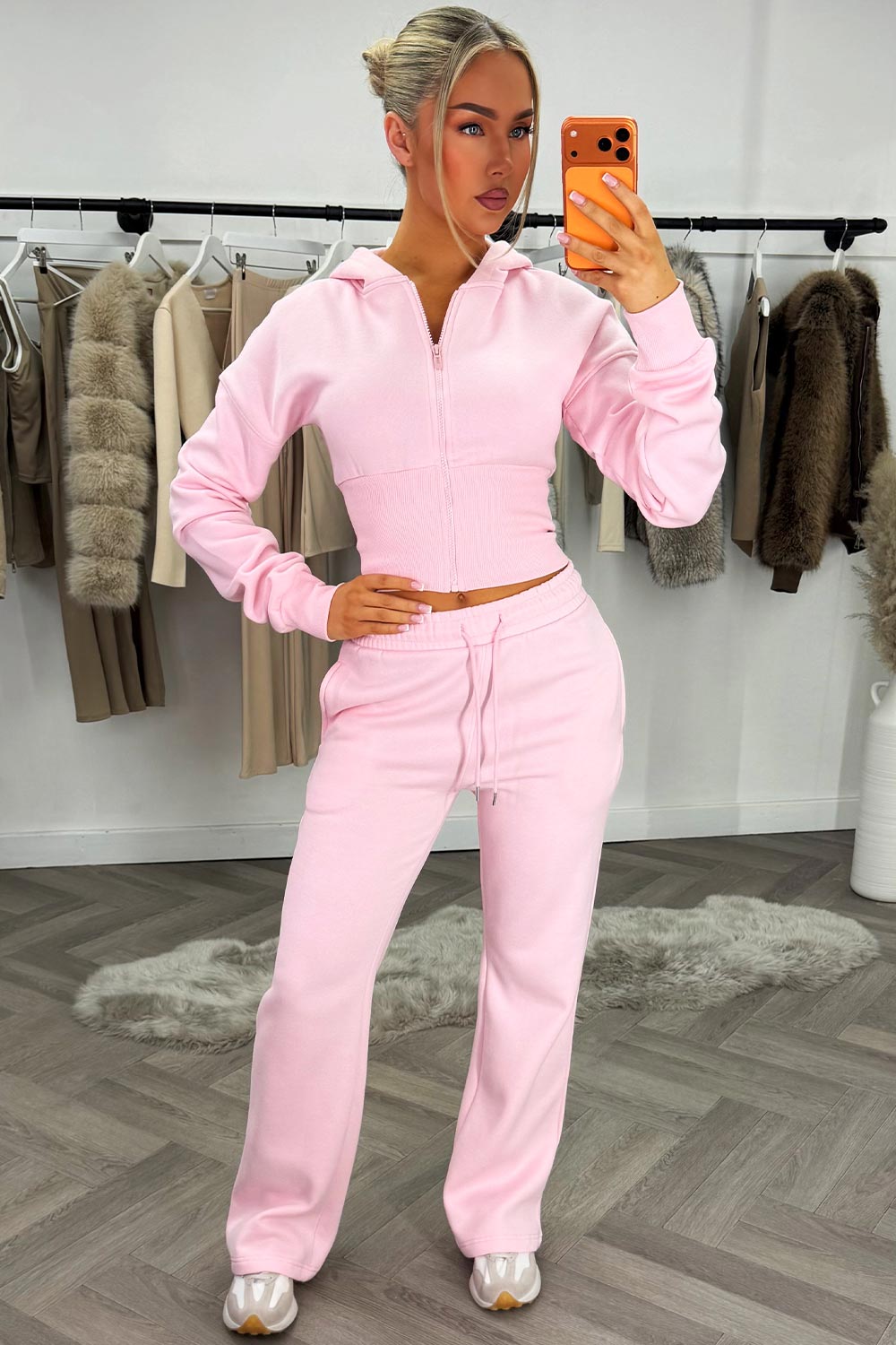 womens crop corset hoodie and joggers casual loungewear co ord set airport outfit cinched waist styledup