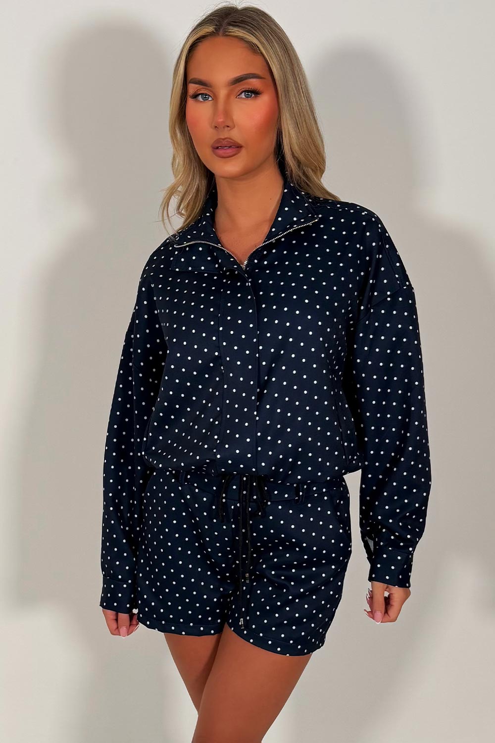 polka dot track top and shorts co ord adidas uk womens