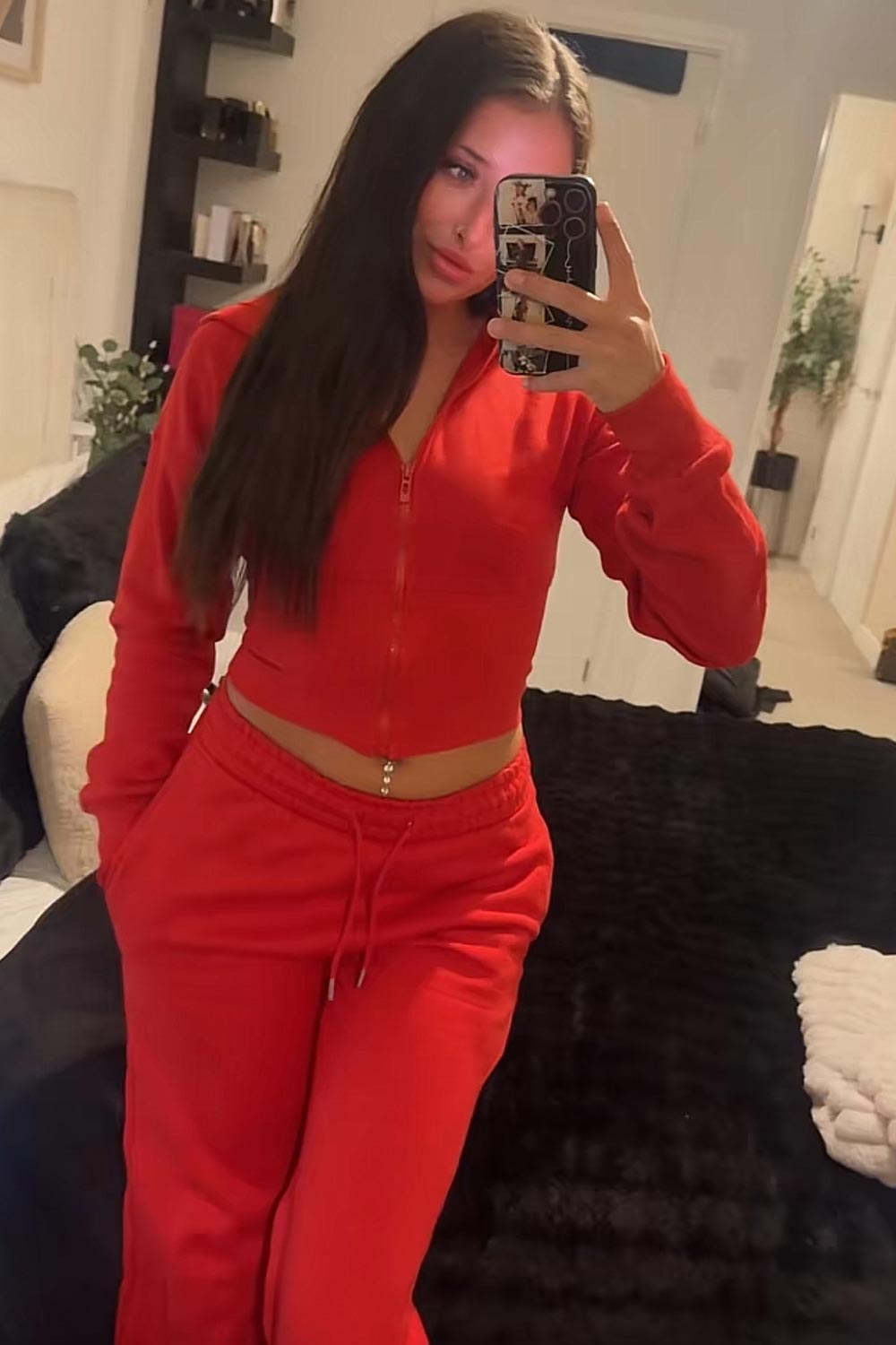 cropped hoodie and joggers tracksuit set styledup uk