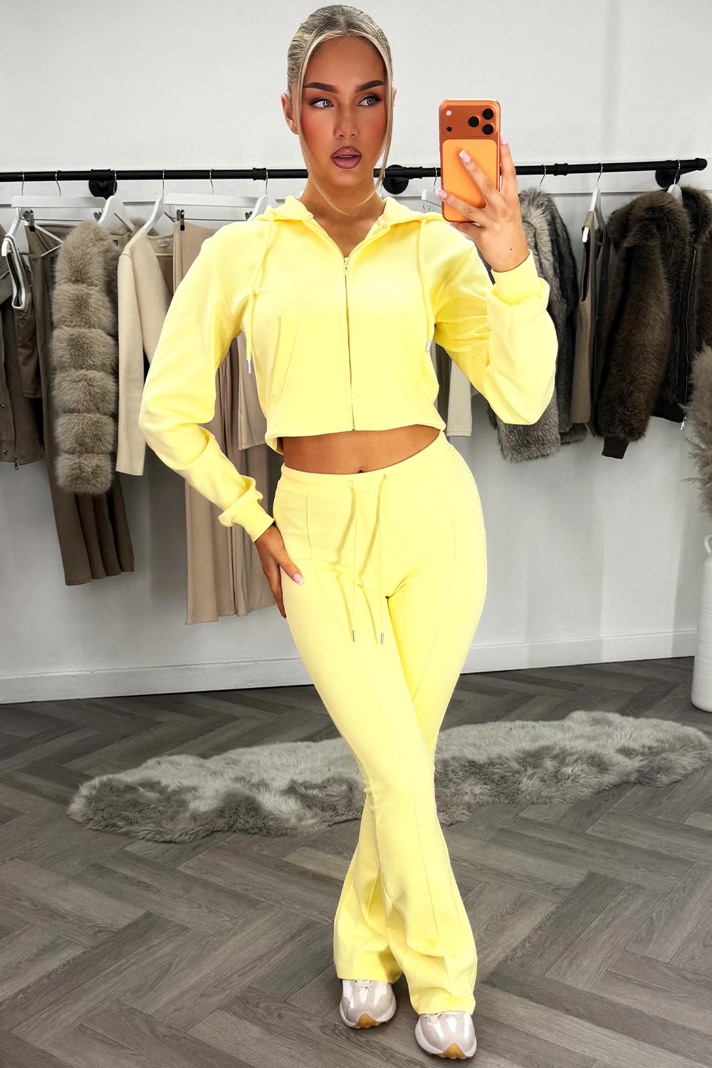 bell bottom flared tracksuit yellow styledup fashion