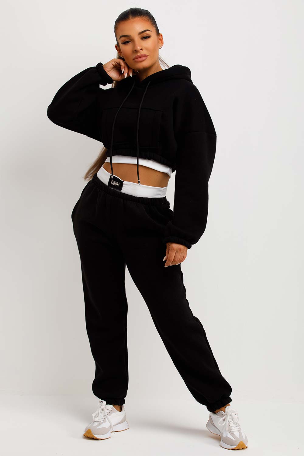 womens crop black tracksuit