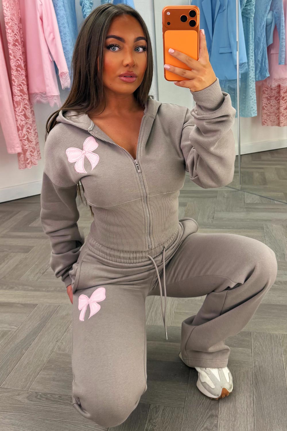 womens crop corset hoodie and joggers casual loungewear co ord set airport outfit styledup