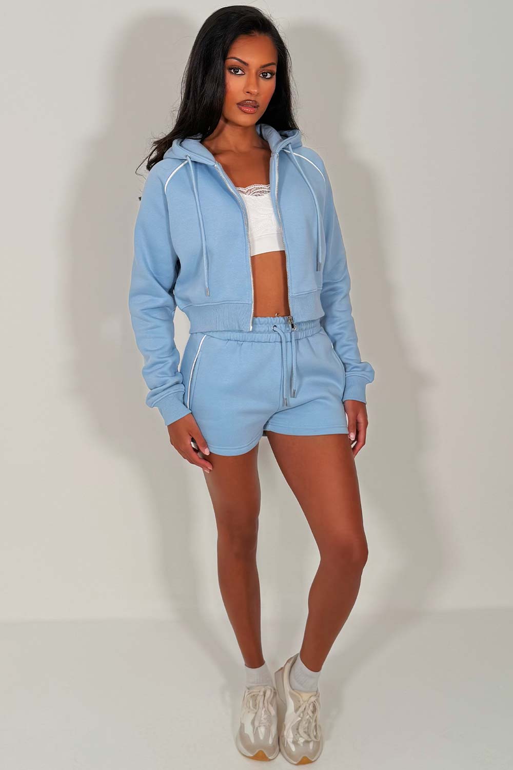 crop hoodie and shorts tracksuit co ord styledup