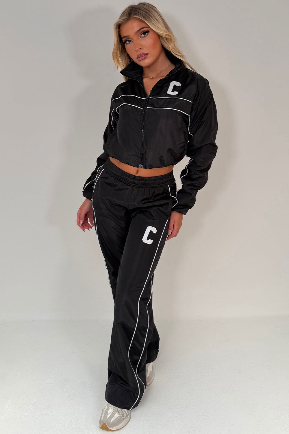womens summer tracksuit track trouser and light weight jacket two piece matching set styledup
