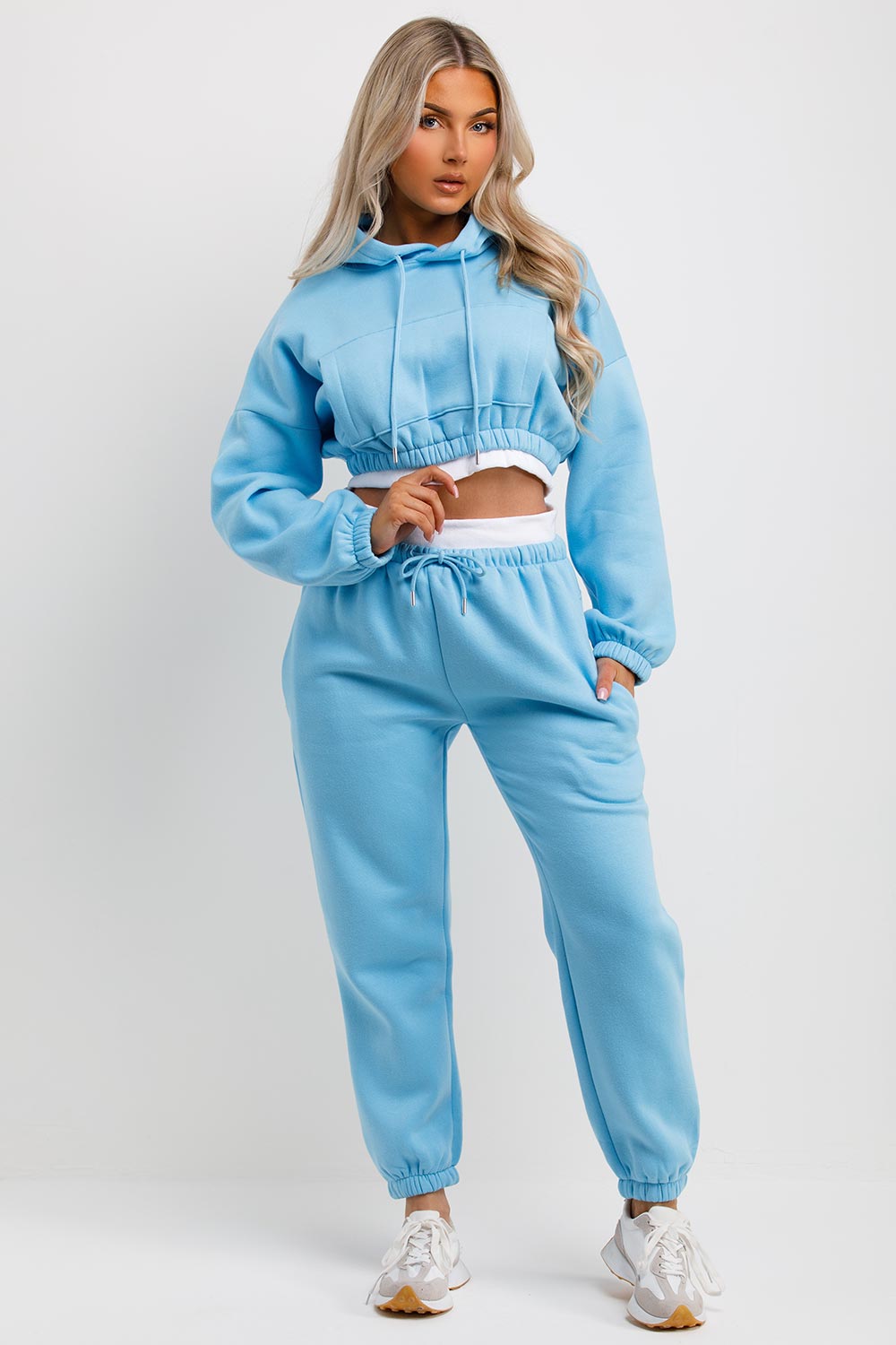 womens crop hoodie and joggers set