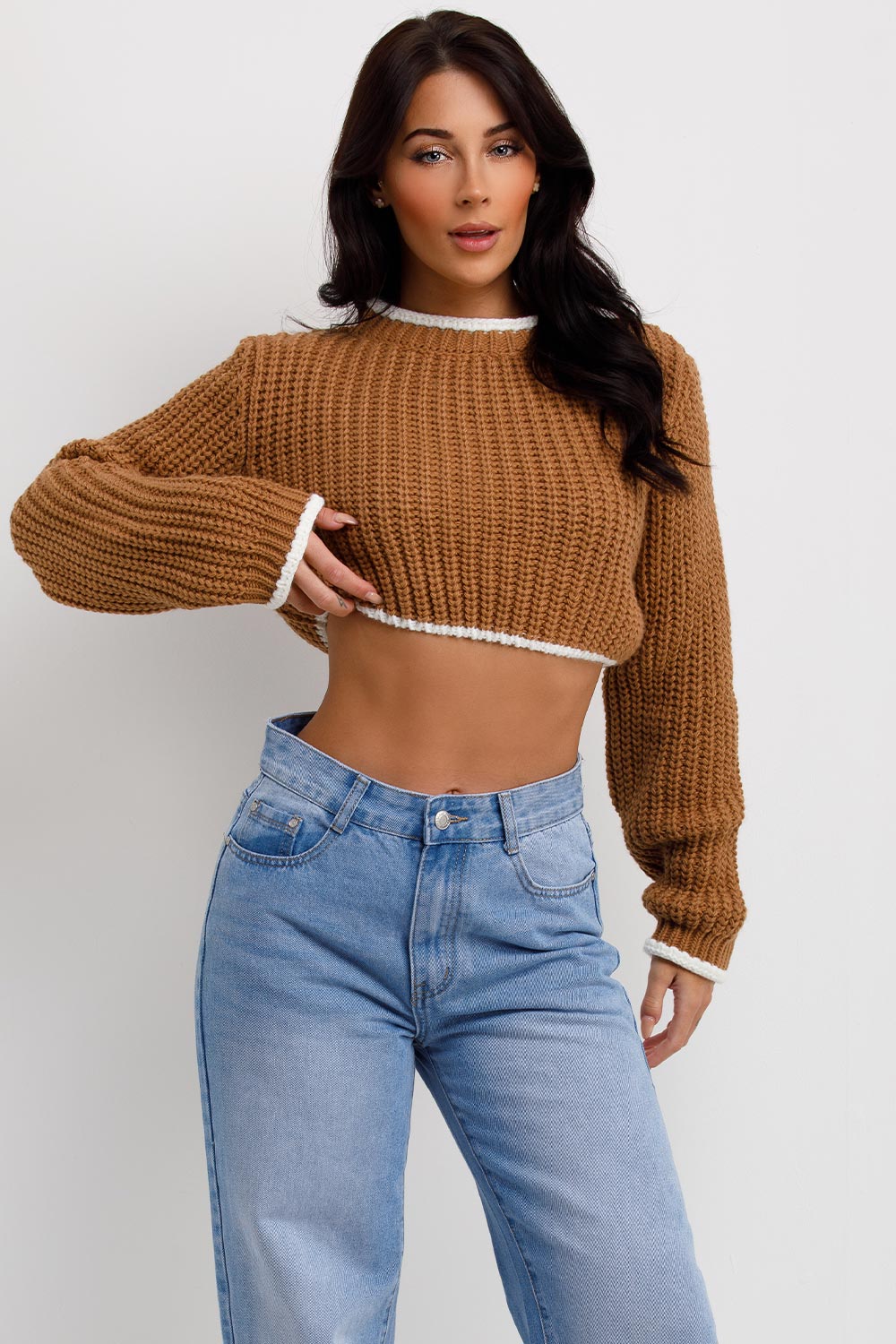 long sleeve crop jumper womens