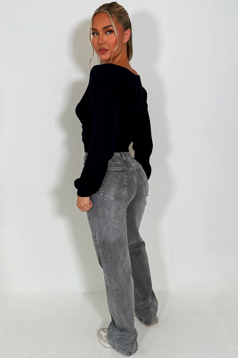 knitted jumper with twist front long sleeves styledup