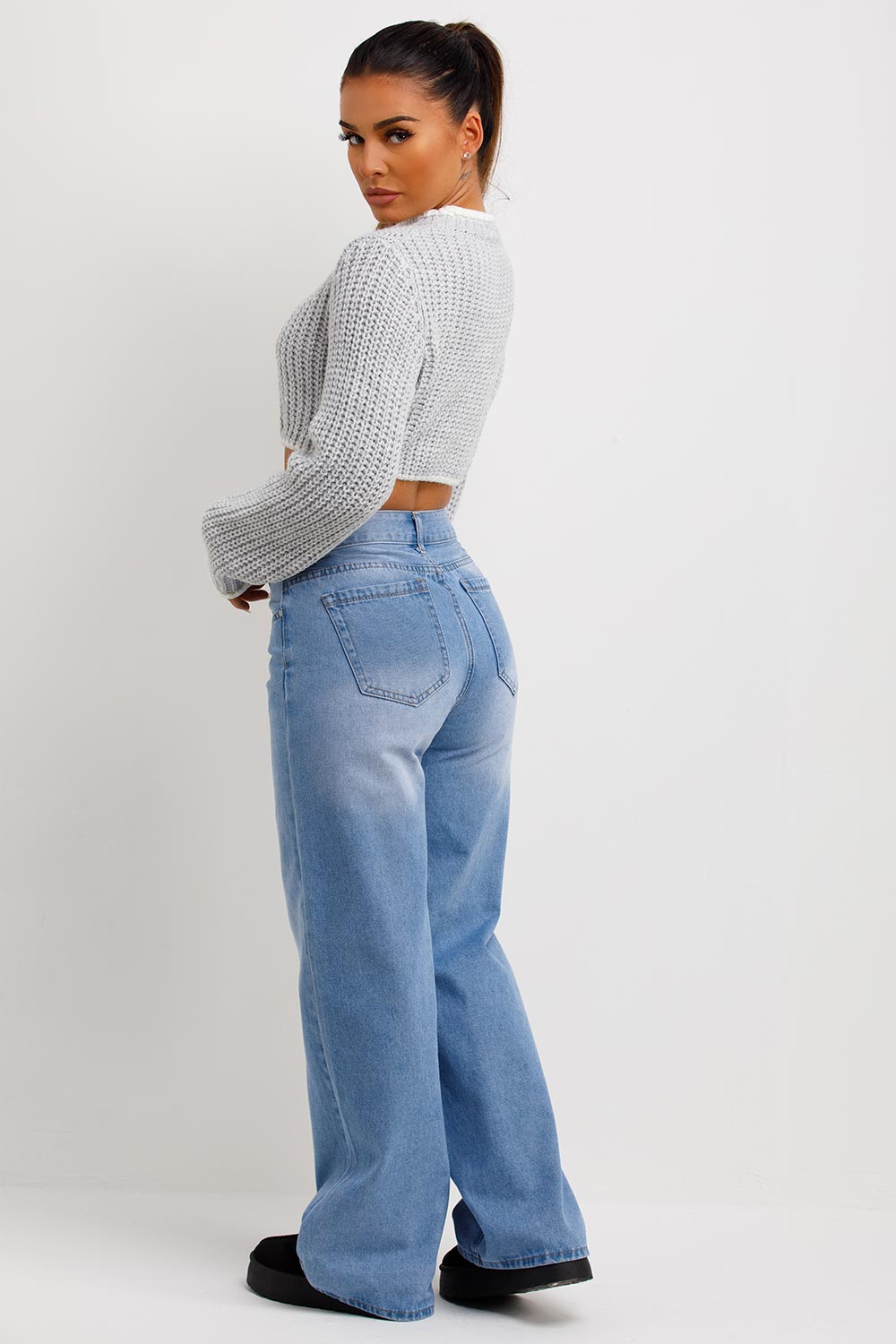 grey long sleeve knitted jumper womens