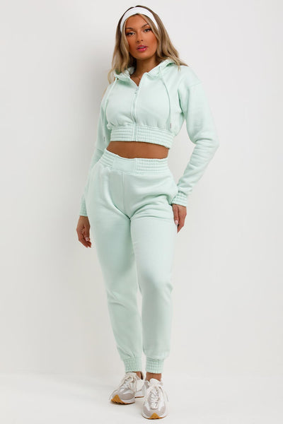 Tracksuit With Zip Front Cropped Mint