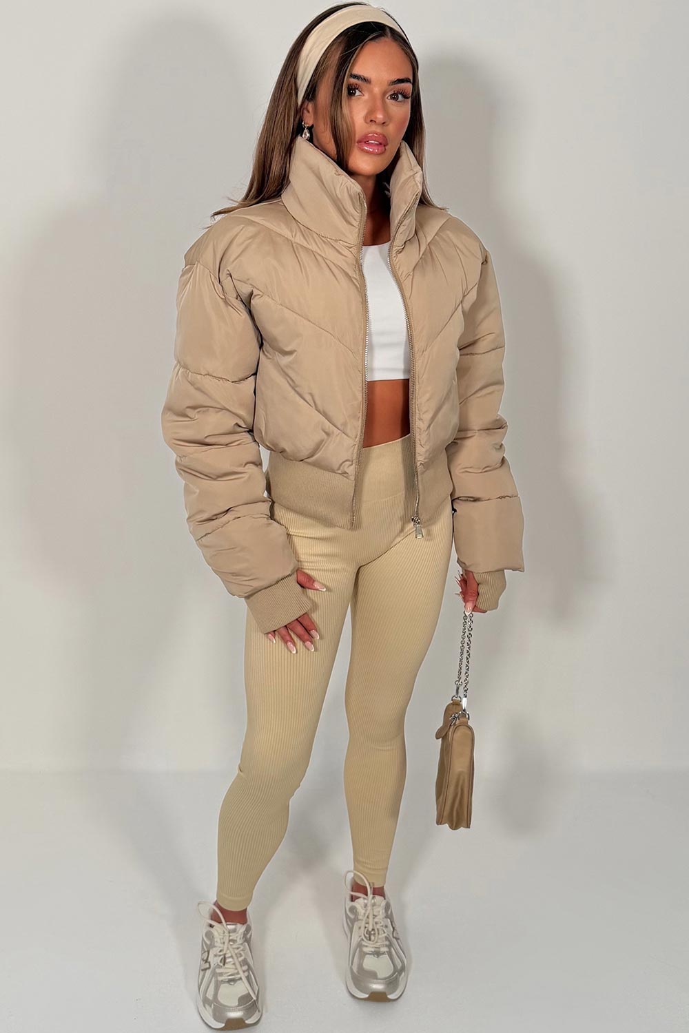 crop puffer jacket for gym alo yoga sale uk