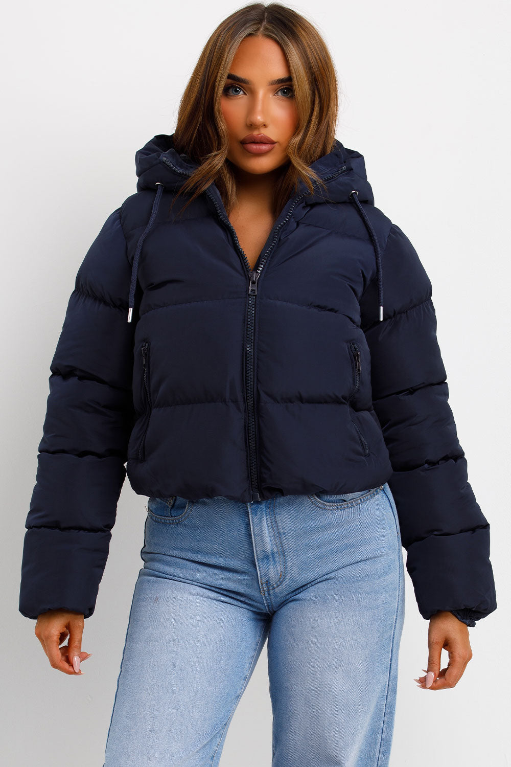 puffer coat navy womens styledup