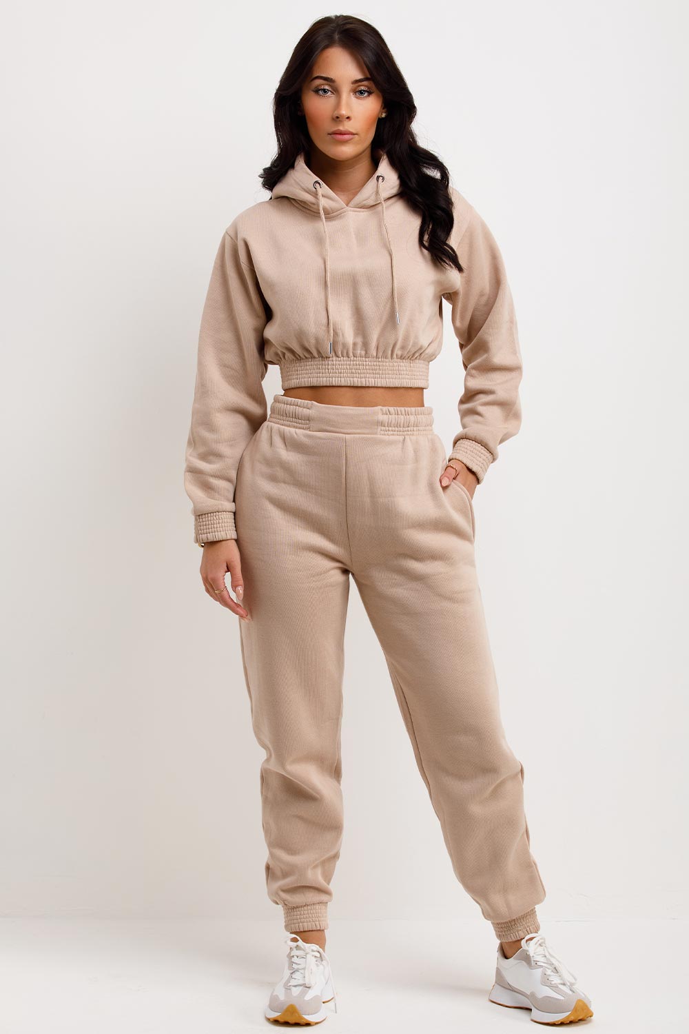womens crop sweatshirt and joggers set