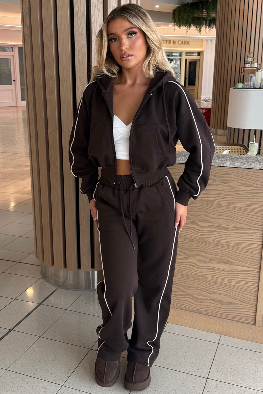 womens joggers and hoodie tracksuit set two piece travel in outfit styledup uk