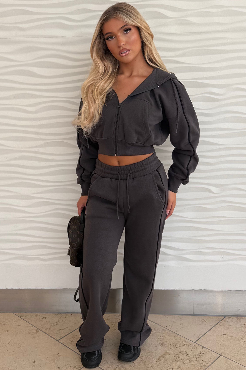 womens hoodie and joggers two piece loungewear co ord set styledup fashion airport outfit