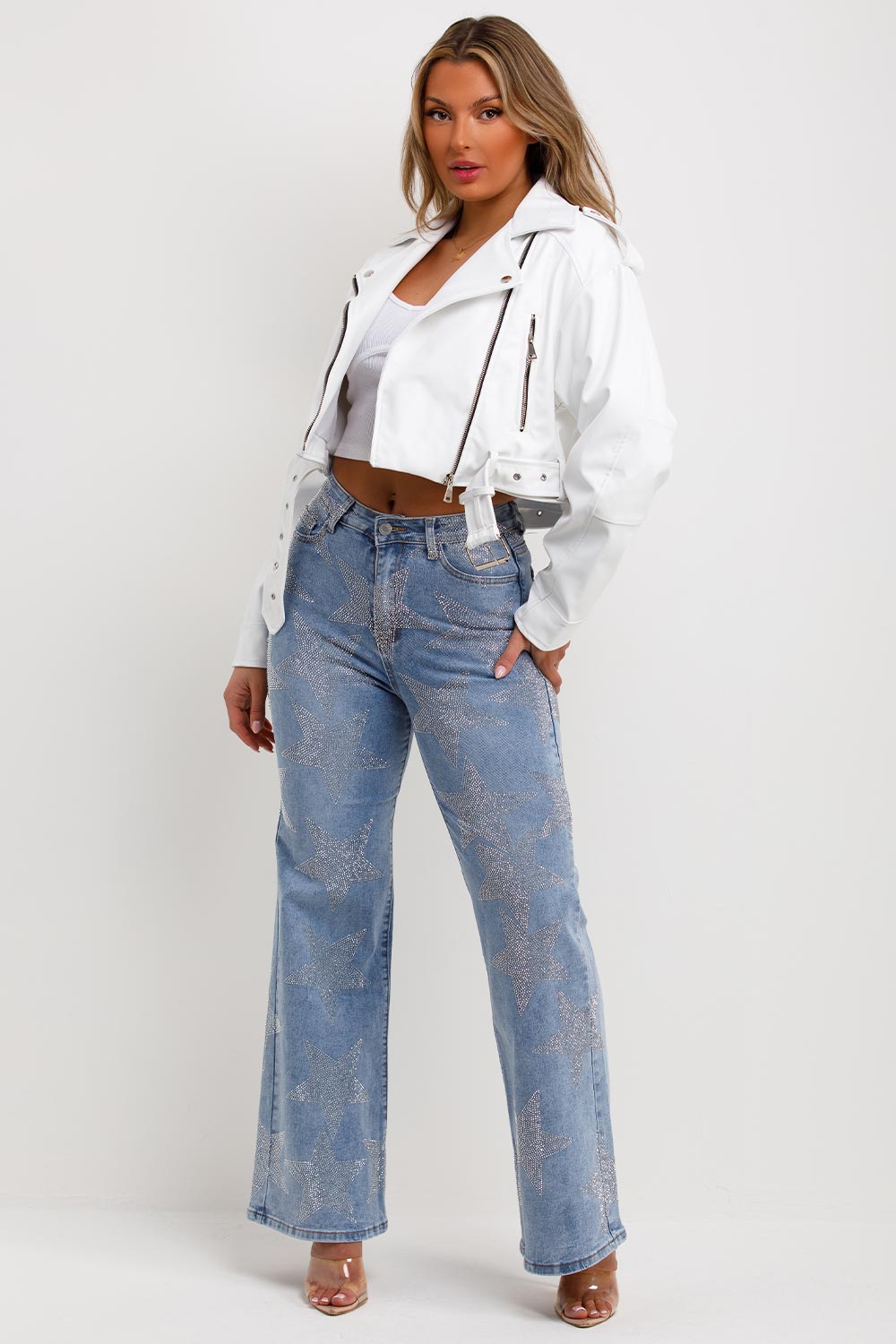 womens faux leather zara jacket white