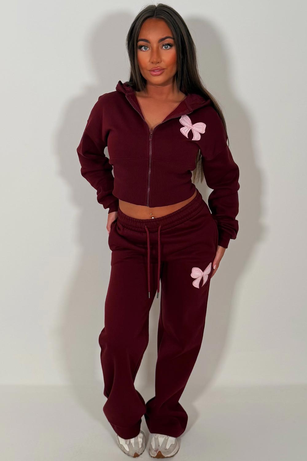 womens crop corset hoodie and joggers two piece loungewear co ord set styledup fashion airport outfit