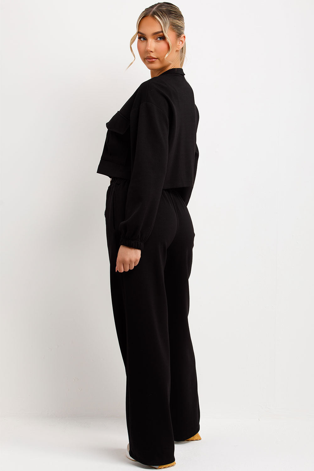 zara womens jogger trousers and crop sweatshirt two piece co ord loungewear set