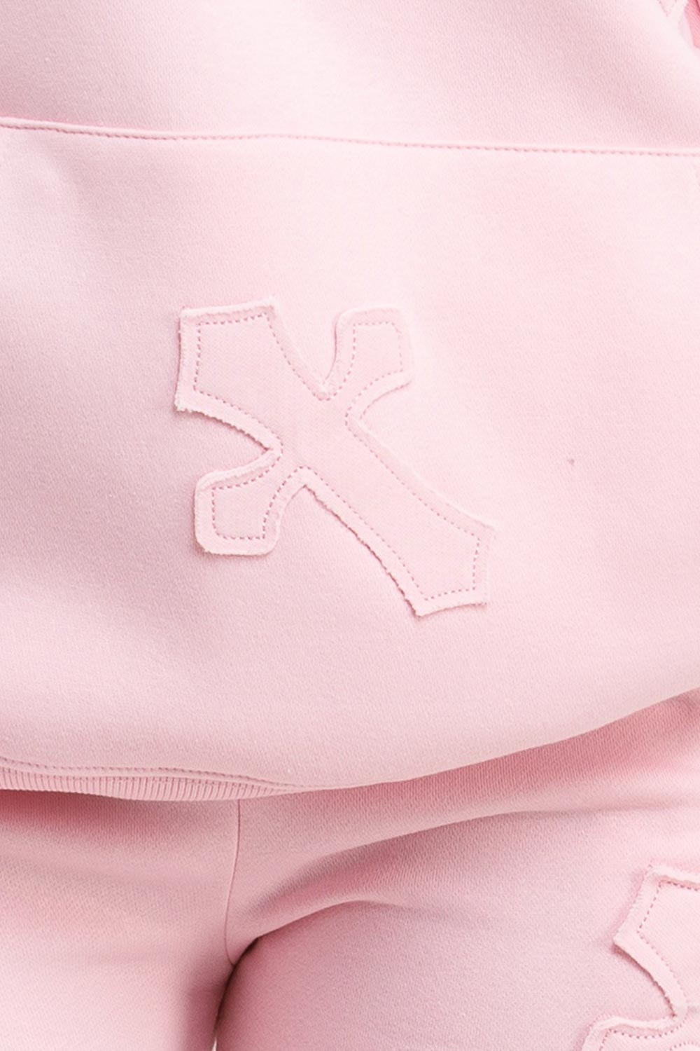 womens distressed cross hoodie and joggers set loungewear styled up