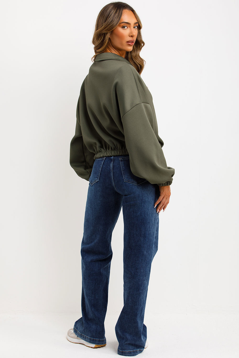 puffed bomber jacket with lapel collar double welt pockets zara womens