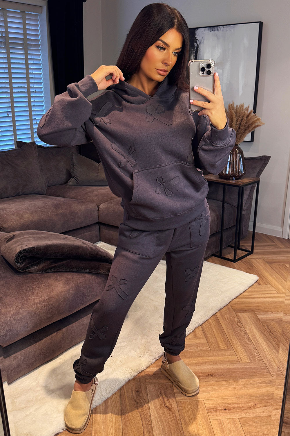 cross patch hoodie and joggers tracksuit set womens crucifix loungewear co ord styledup uk