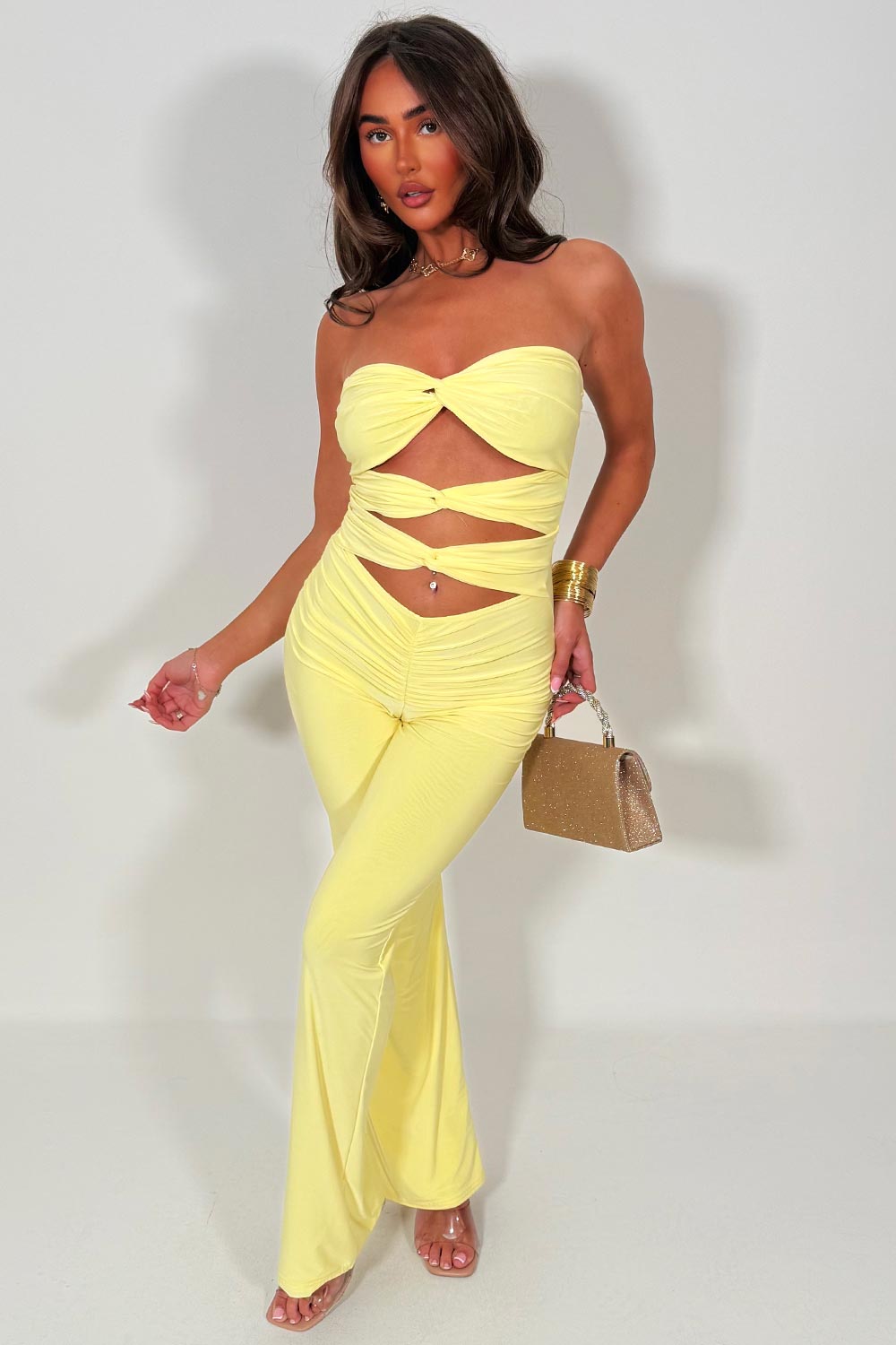 cut out jumpsuit with bardot neckline festival outfit date night party outfit for womens styledup uk