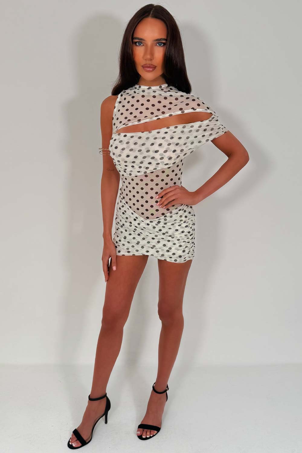 white one shoulder cut out front mini dress festival going out night out outfit styledup uk sale