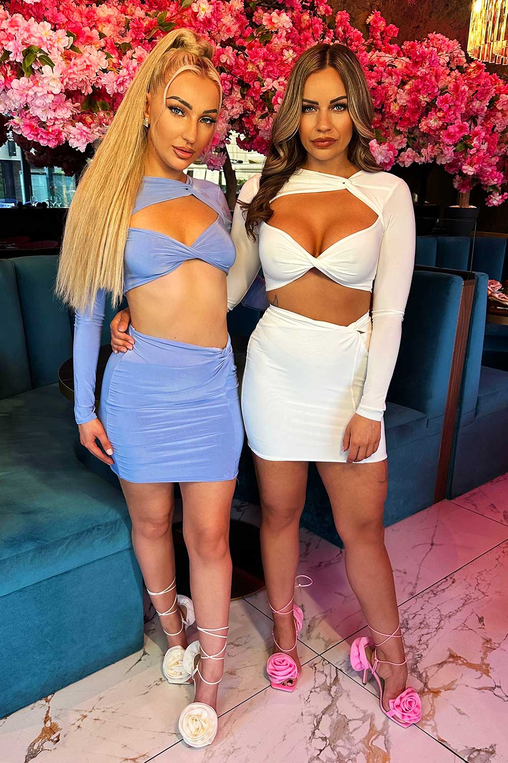 twisted cut out mini skirt and crop top co ord