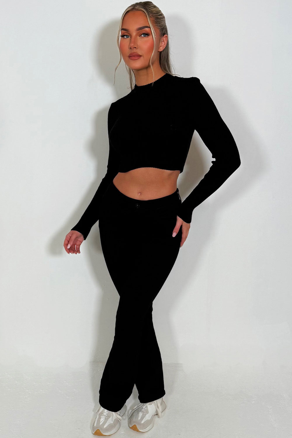 womens black denim flare jeans