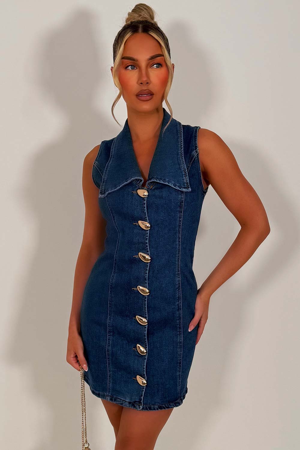 denim summer mini dress styledup uk