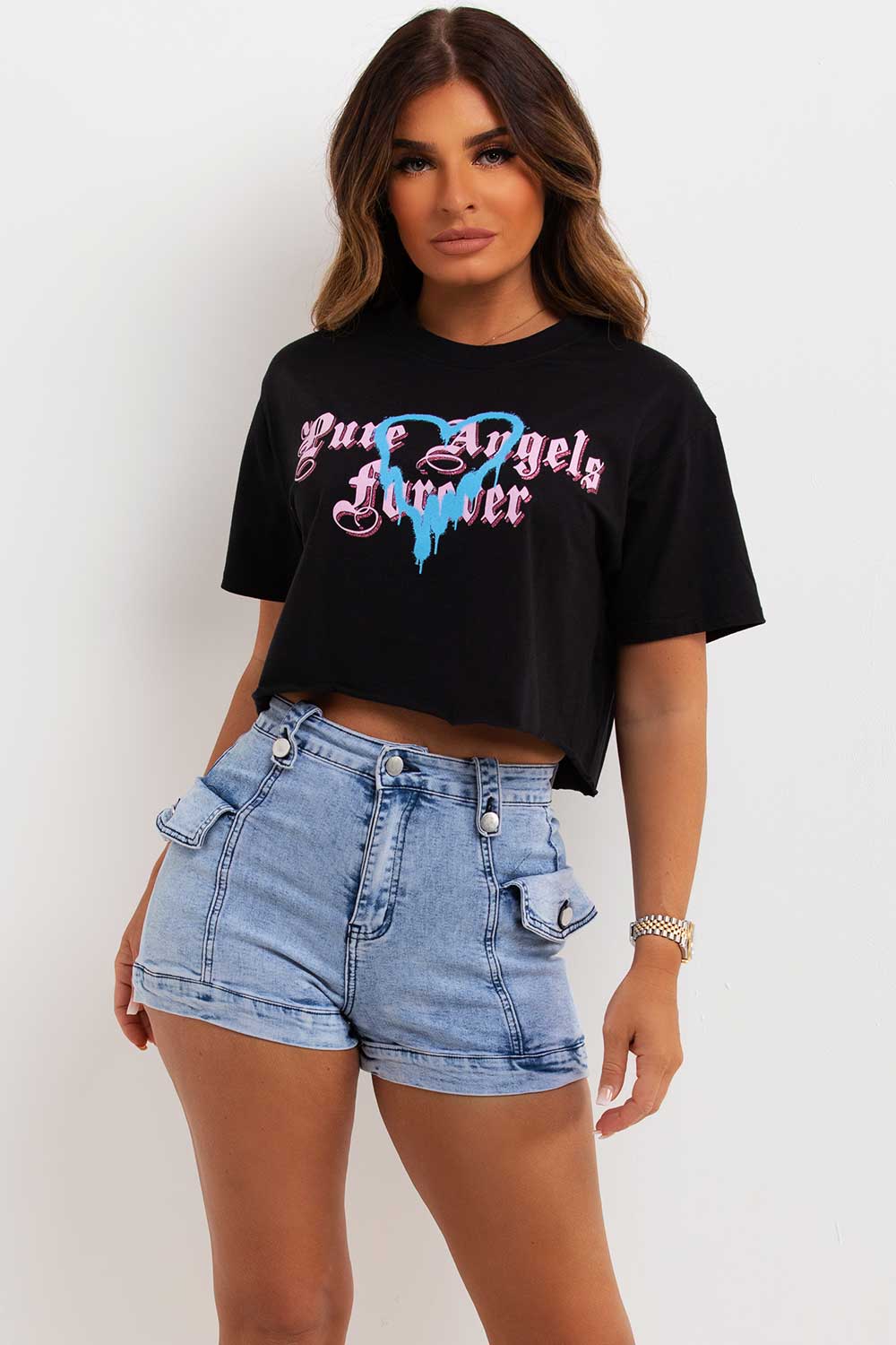 utility pocket denim cargo shorts