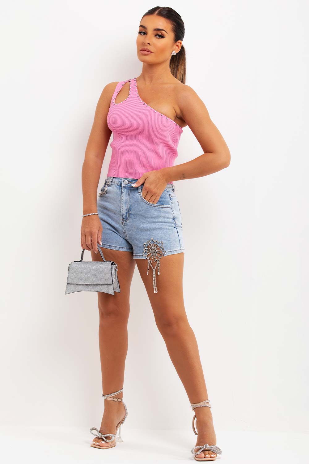 womens diamante shorts uk