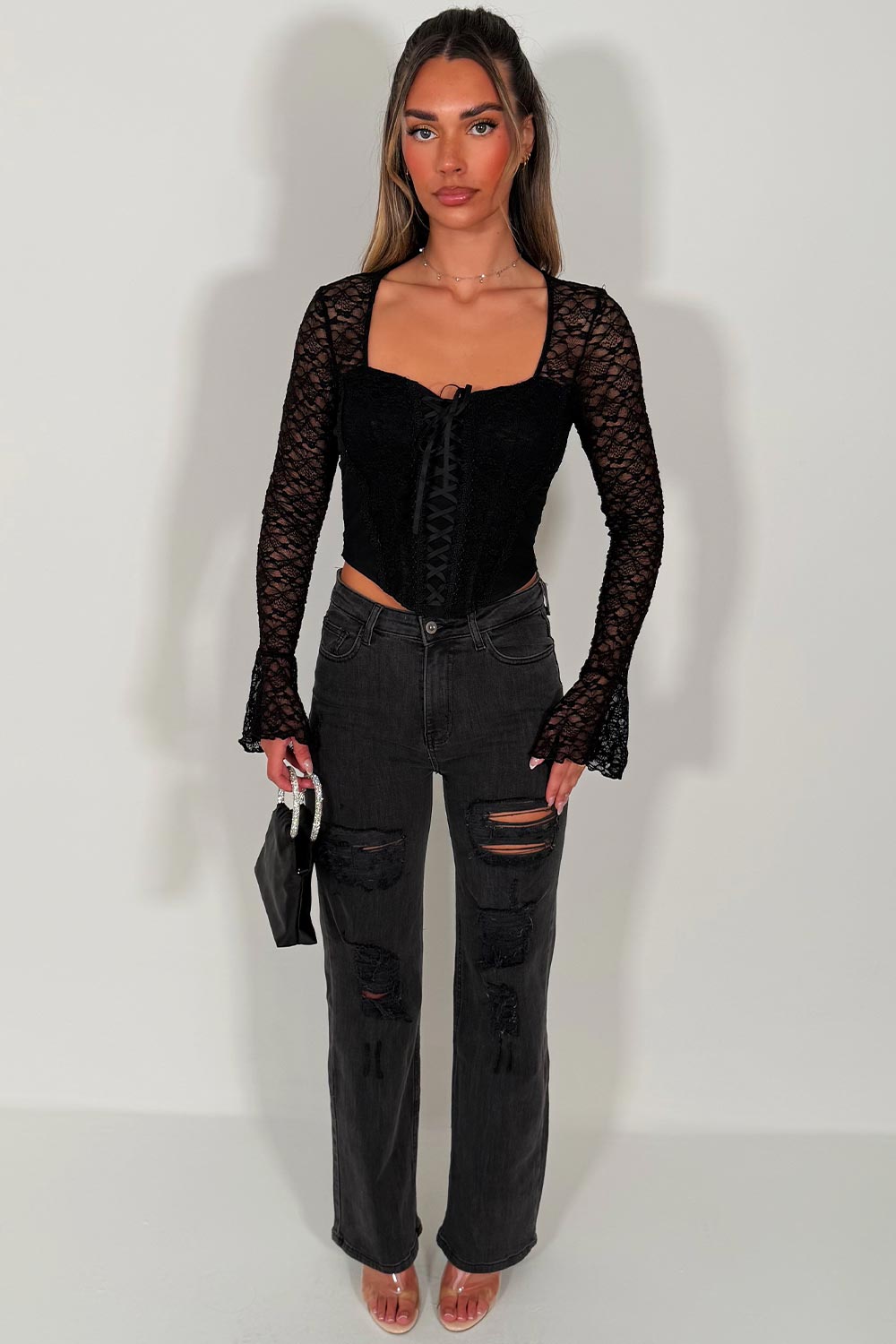 womens wide leg ripped distressed high waist jeans light wash denim zara uk