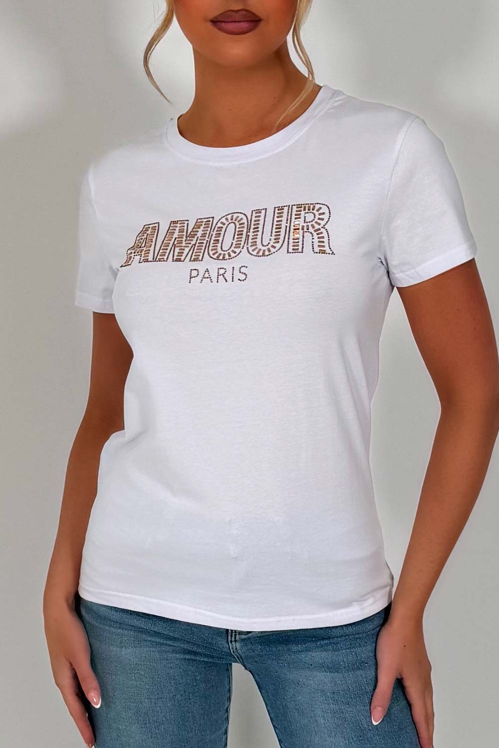 diamante rhinestone white baby tee shirt styledup fashion